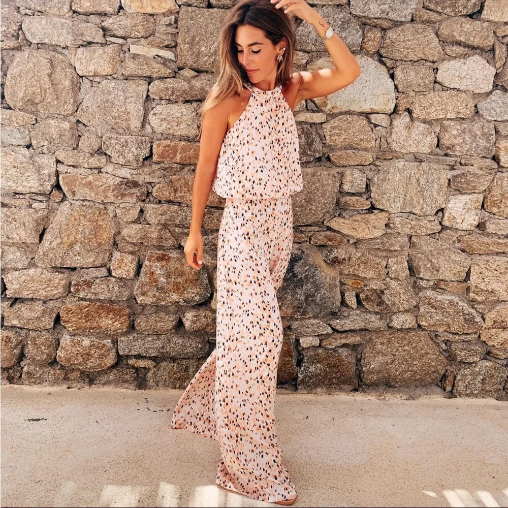 •NEVER FULLY DRESSED• Willow Halter‎ Neck Wide Leg Jumpsuit Size US 6